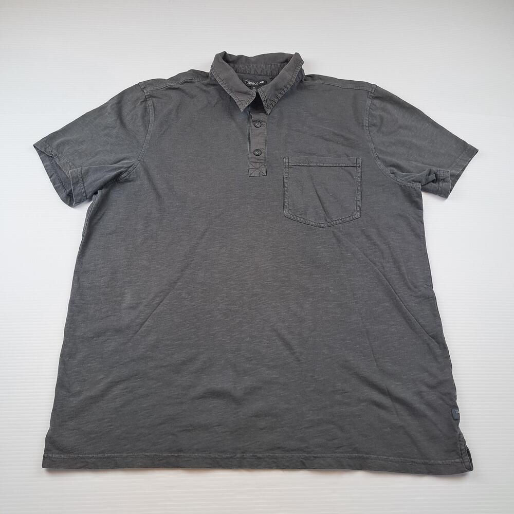 Toad&Co Shirt Mens XL Gray 100% Organic Cotton Short Sleeve Polo Casual Top Tee